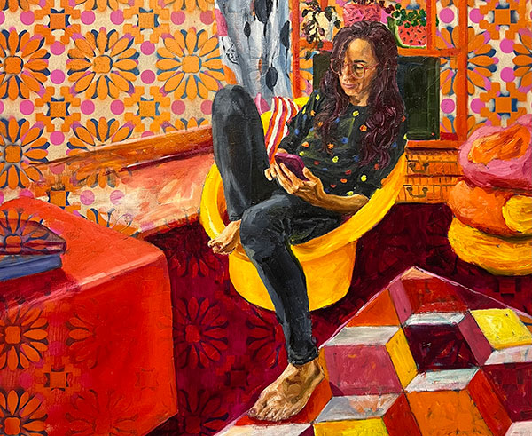 Lucinda Crimson, Self-portrait in lounge